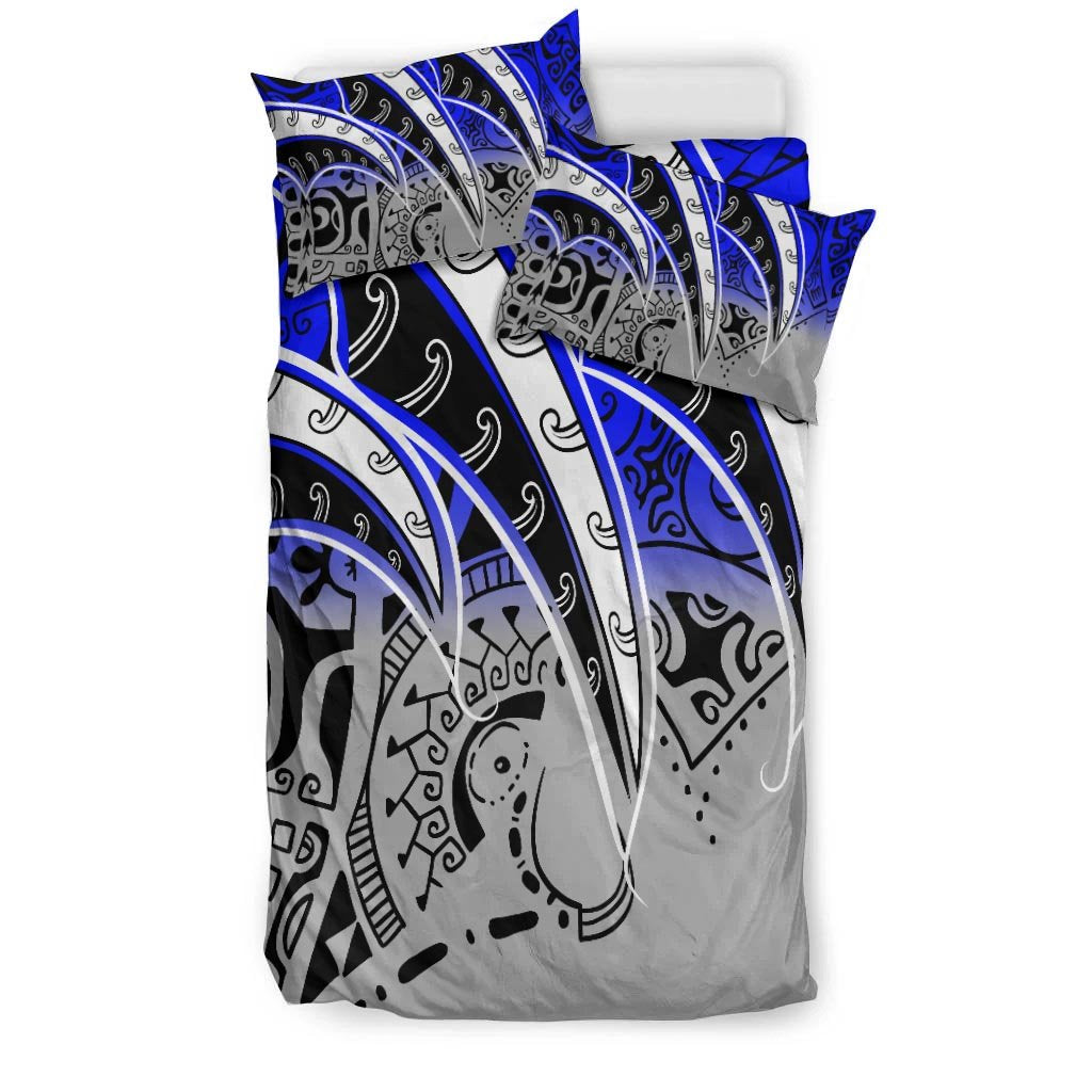 Polynesian Bedding Set - Tropical Leaf Blue Gray Style - Polynesian Pride