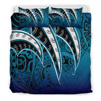 Polynesian Bedding Set - Tropical Leaf Blue Gradient Style - Polynesian Pride