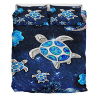 Hawaii Turtle Flower Moon Bedding Set - Blue Galaxy - AH - Polynesian Pride