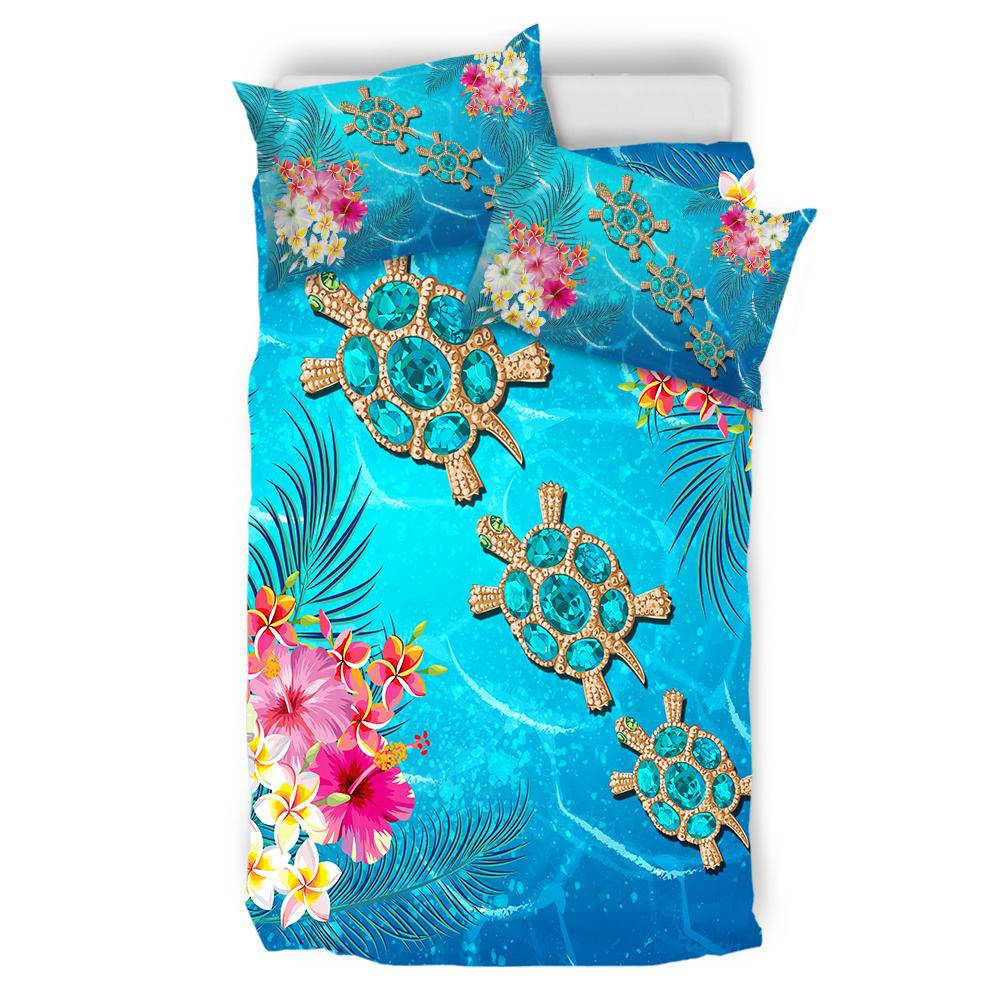 Hawaii Turtle Ocean Tropical Flowers Bedding Set - Siri Style - AH - Polynesian Pride