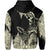 Hawaii Polynesian Hoodie Zip Warrior Ikaika Benjamin Style Beige - Polynesian Pride