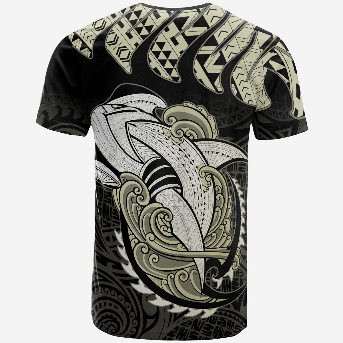 Hawaii Polynesian Aumakua Hammerhead Shark T Shirt Cloud Style Beige - Polynesian Pride