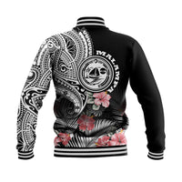 Vanuatu Malampa Province Baseball Jacket Hibiscus Tribal Polynesian Tattoo Ver Black LT9 - Polynesian Pride