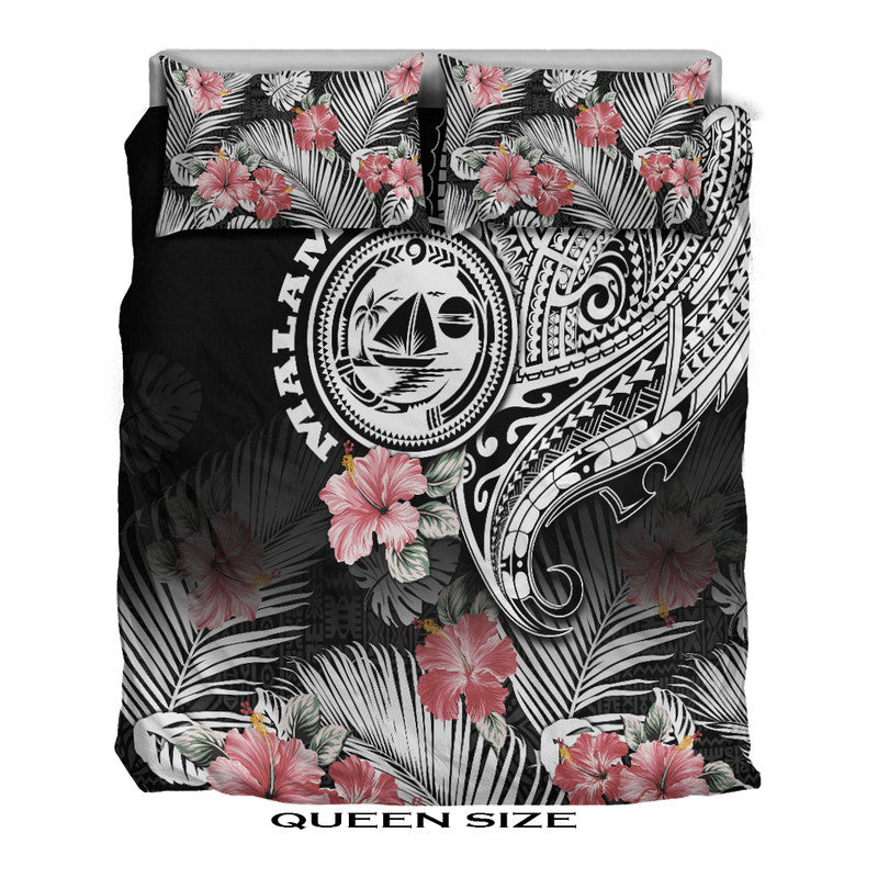 Vanuatu Malampa Province Bedding Set Hibiscus Tribal Polynesian Tattoo Ver Black LT9 - Polynesian Pride