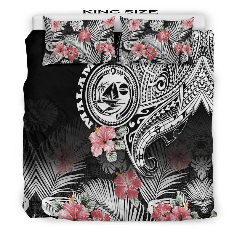 Vanuatu Malampa Province Bedding Set Hibiscus Tribal Polynesian Tattoo Ver Black LT9 - Polynesian Pride