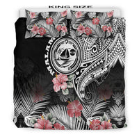 Vanuatu Malampa Province Bedding Set Hibiscus Tribal Polynesian Tattoo Ver Black LT9 - Polynesian Pride