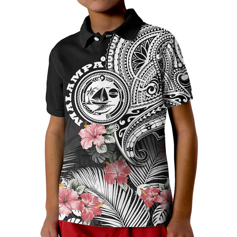 Vanuatu Malampa Province Polo Shirt Hibiscus Tribal Polynesian Tattoo Ver Black LT9 - Polynesian Pride