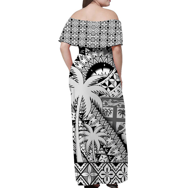 Fiji Off Shoulder Sweater Masi Tapa Patterns Black Style LT6 main image 0