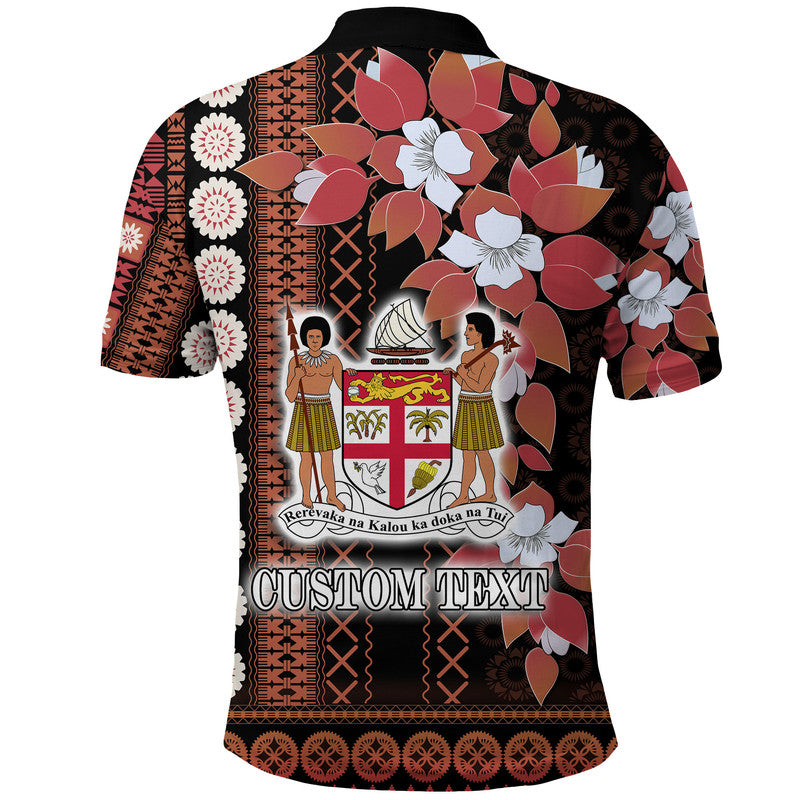 Custom Fiji Polo Shirt Tagimoucia Mixed Black Tapa Style LT9 - Polynesian Pride