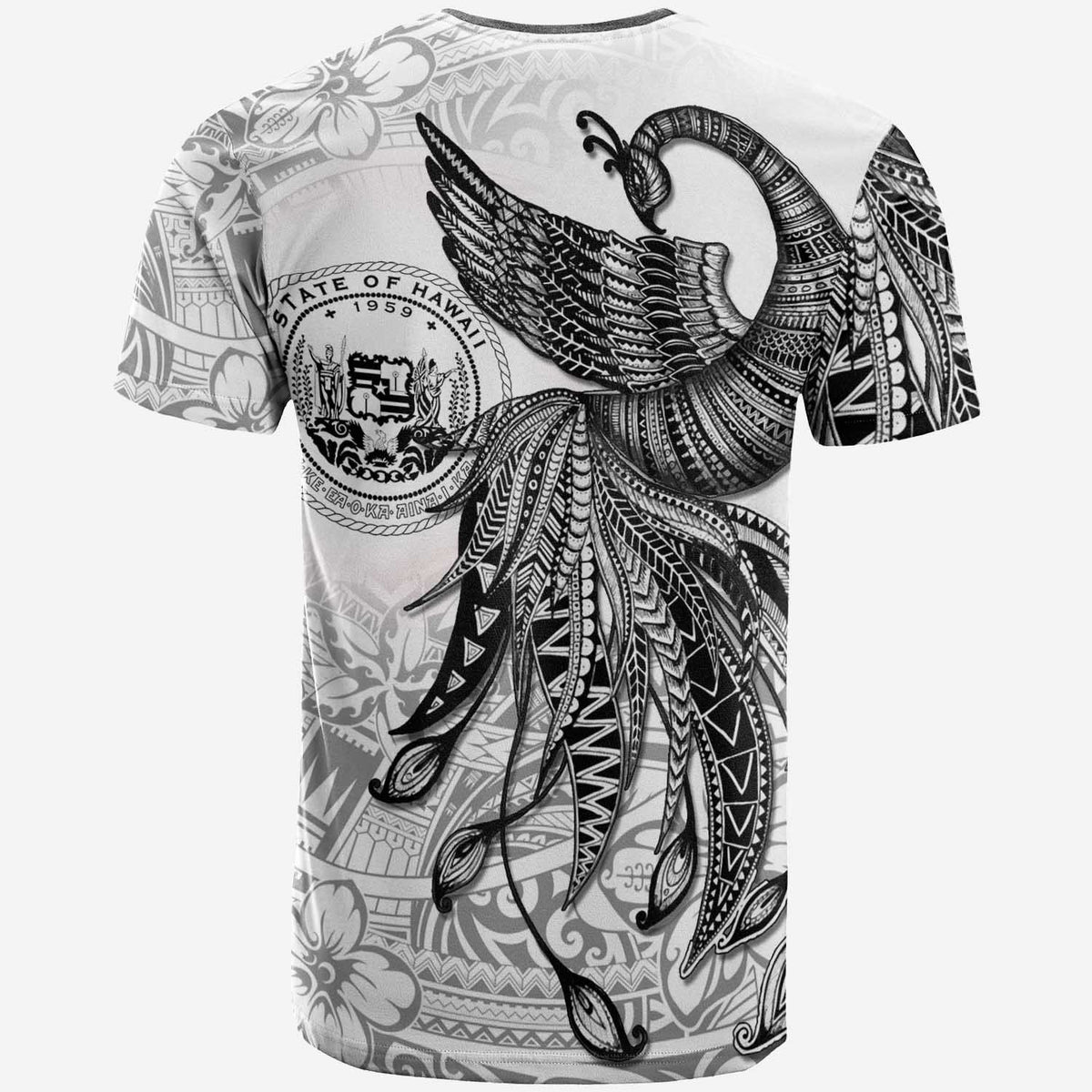 Hawaii T Shirt Polynesian Phoenix Bird, Fairytales Bird Black - Polynesian Pride