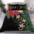 (Custom) Kanaka Maoli (Hawaiian) Quilt Bed Set - Hibiscus Turtle Tattoo Black Personal Signature - Polynesian Pride