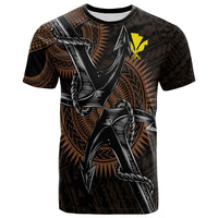 Hawaii Kanaka Maoli Custom T Shirt Black Anchor Circle Pattern Unisex Brown - Polynesian Pride