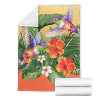 Hawaii Hummingbird Hibiscus Tropical Premium Blanket - Jungle Style - AH - Polynesian Pride