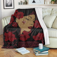 Hawaii Kanaka Polynesian Hula Girl Premium Blanket - Black Style - AH - Polynesian Pride