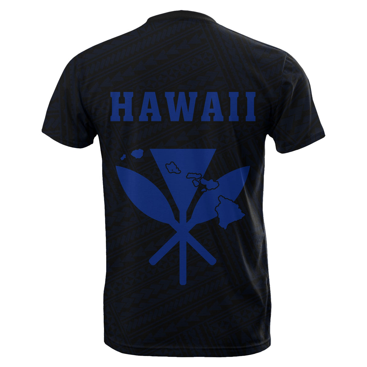 Hawaii Kakau Kanaka Map T Shirt Blue - Polynesian Pride