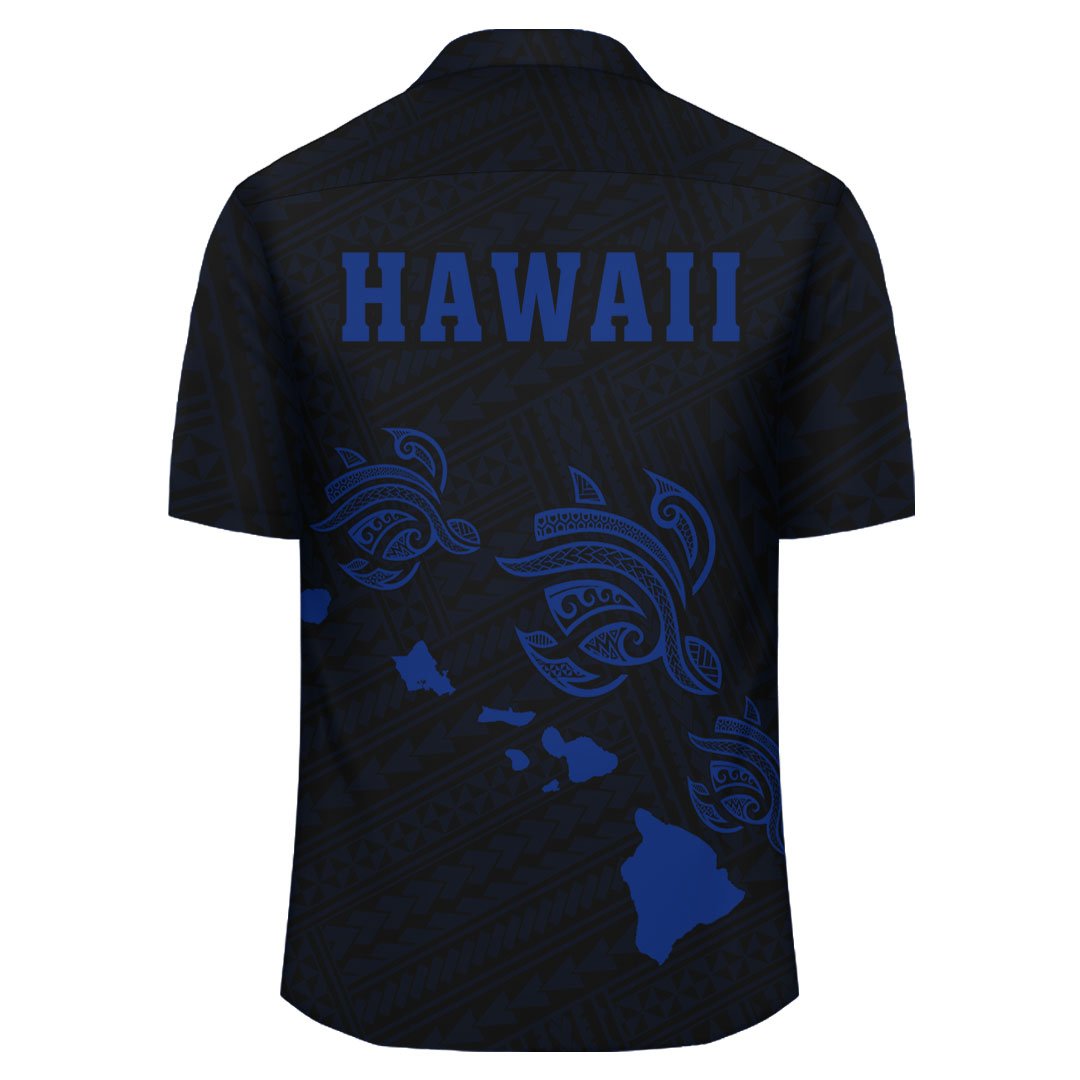 Kakau Polynesian Three Turtles Map Hawaii Shirt - Blue - Polynesian Pride