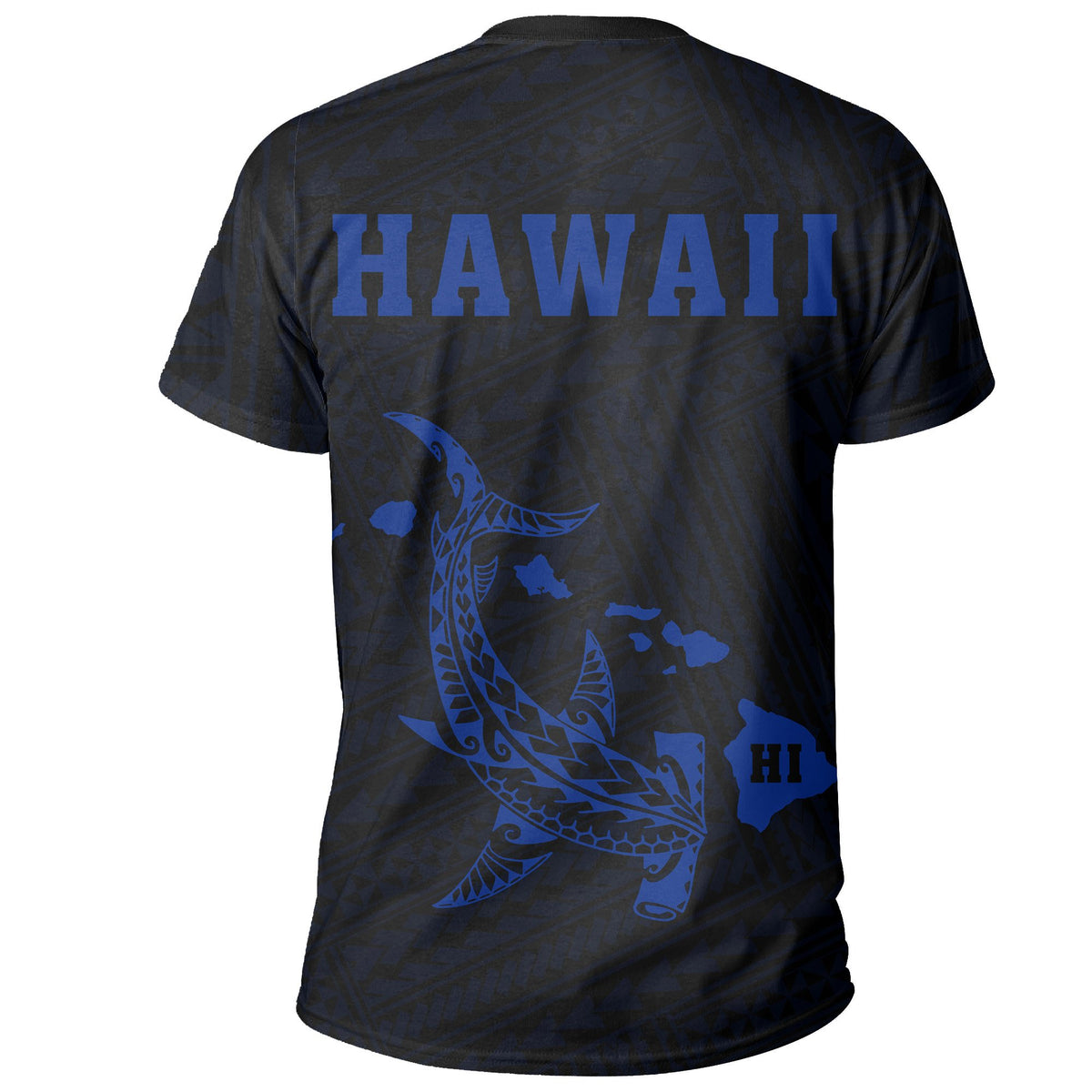 Hawaii Kakau Hammerhead Shark T Shirt Blue - Polynesian Pride