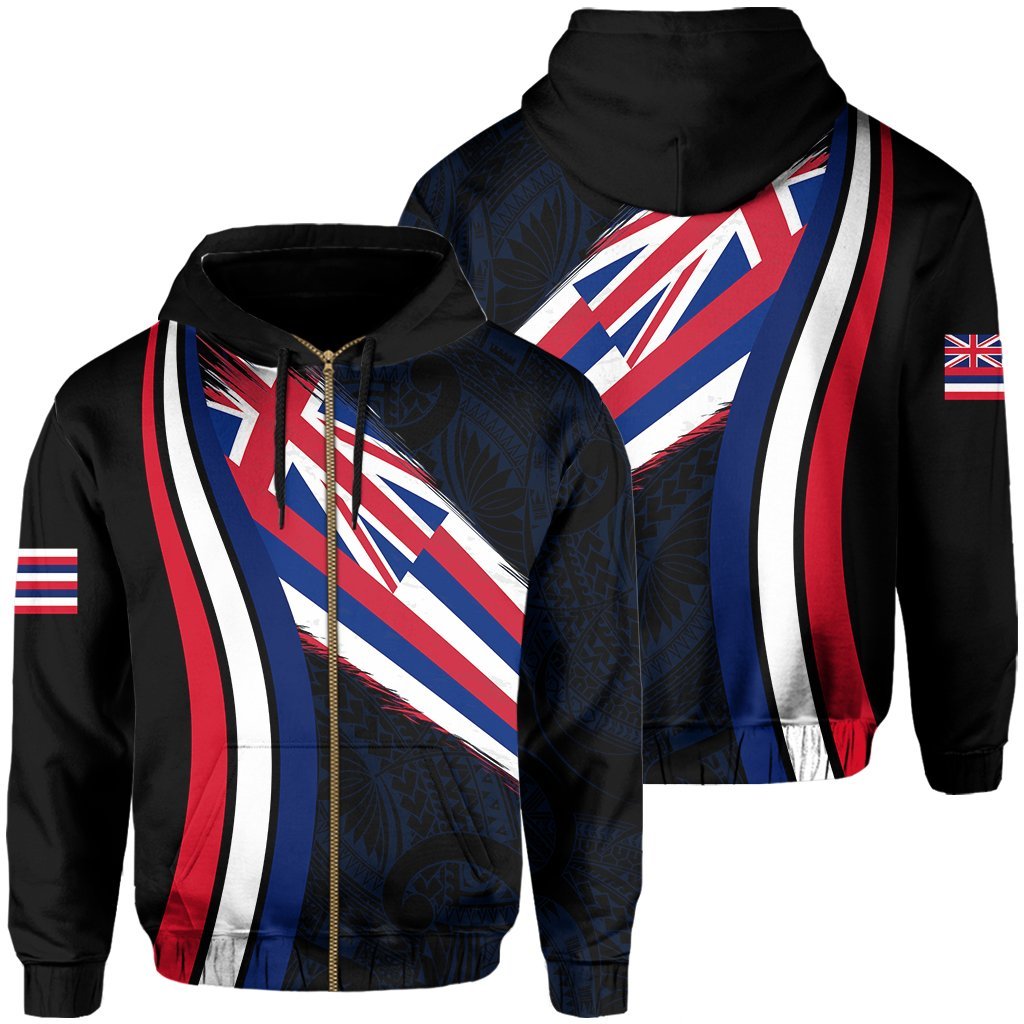 Hawaii Flag Polynesian Hoodie Zip Ten Style - Polynesian Pride