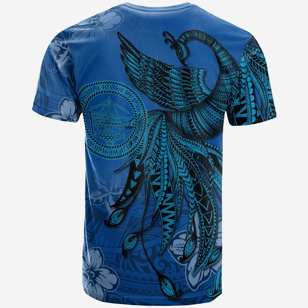 Palau T Shirt Polynesian Phoenix Bird, Fairytales Bird Blue - Polynesian Pride