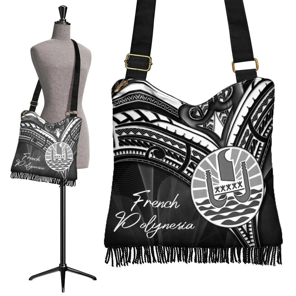 French Polynesia Boho Handbag - Cross Style Boho Handbag One Size Black - Polynesian Pride