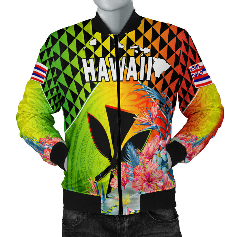 Hawaii Bomber Jacket Hawaiian Tribal Kanaka Maoli Hibiscus LT14 - Polynesian Pride
