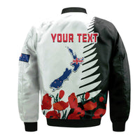(Custom Personalised) New Zealand ANZAC Day Bomber Jacket Military Silver Ferns and Red Poppy LT9 - Polynesian Pride