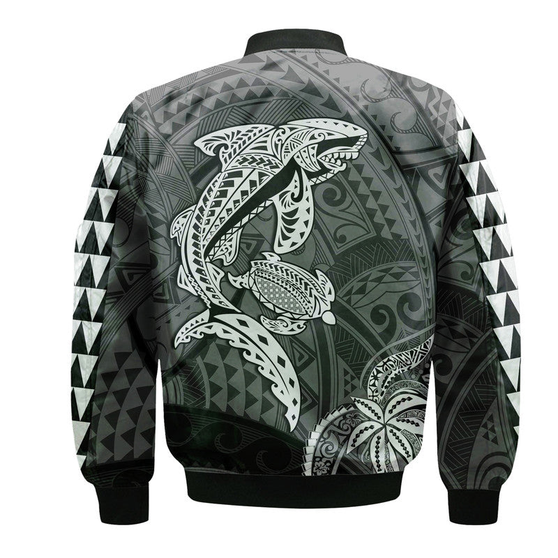 Hawaii Bomber Jacket Shark and Turtle Mix Kakau LT9 - Polynesian Pride