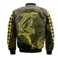 Hawaii Bomber Jacket Shark and Turtle Mix Kakau Gold LT9 - Polynesian Pride