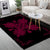 Hawaiian Quilt Maui Plant And Hibiscus Pattern Area Rug - Burgundy Black - AH - Polynesian Pride