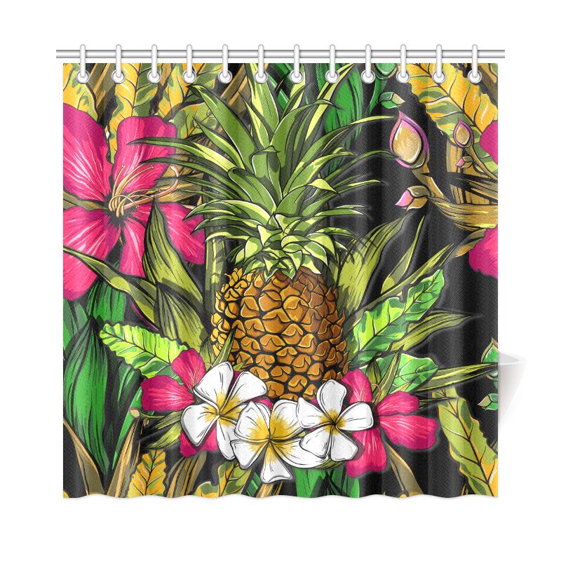 Hawaii Tropical Flowers Pineapple Shower Curtain - Polynesian Pride