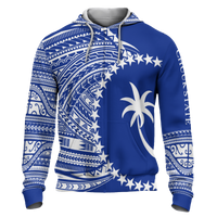Chuuk Hoodie Micronesia Patterns With Coat of Arms Unisex Blue - Polynesian Pride