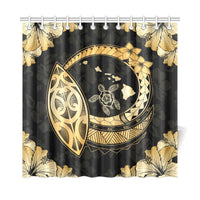Hawaii Hibiscus Map Hidden Polynesian Gold Turtle Shower Curtain - Polynesian Pride