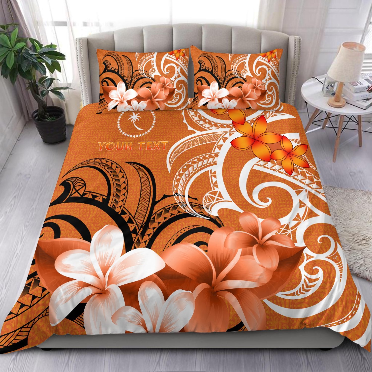 Custom Chuuk Personalised Bedding Set - Chuuk Spirit Orange - Polynesian Pride