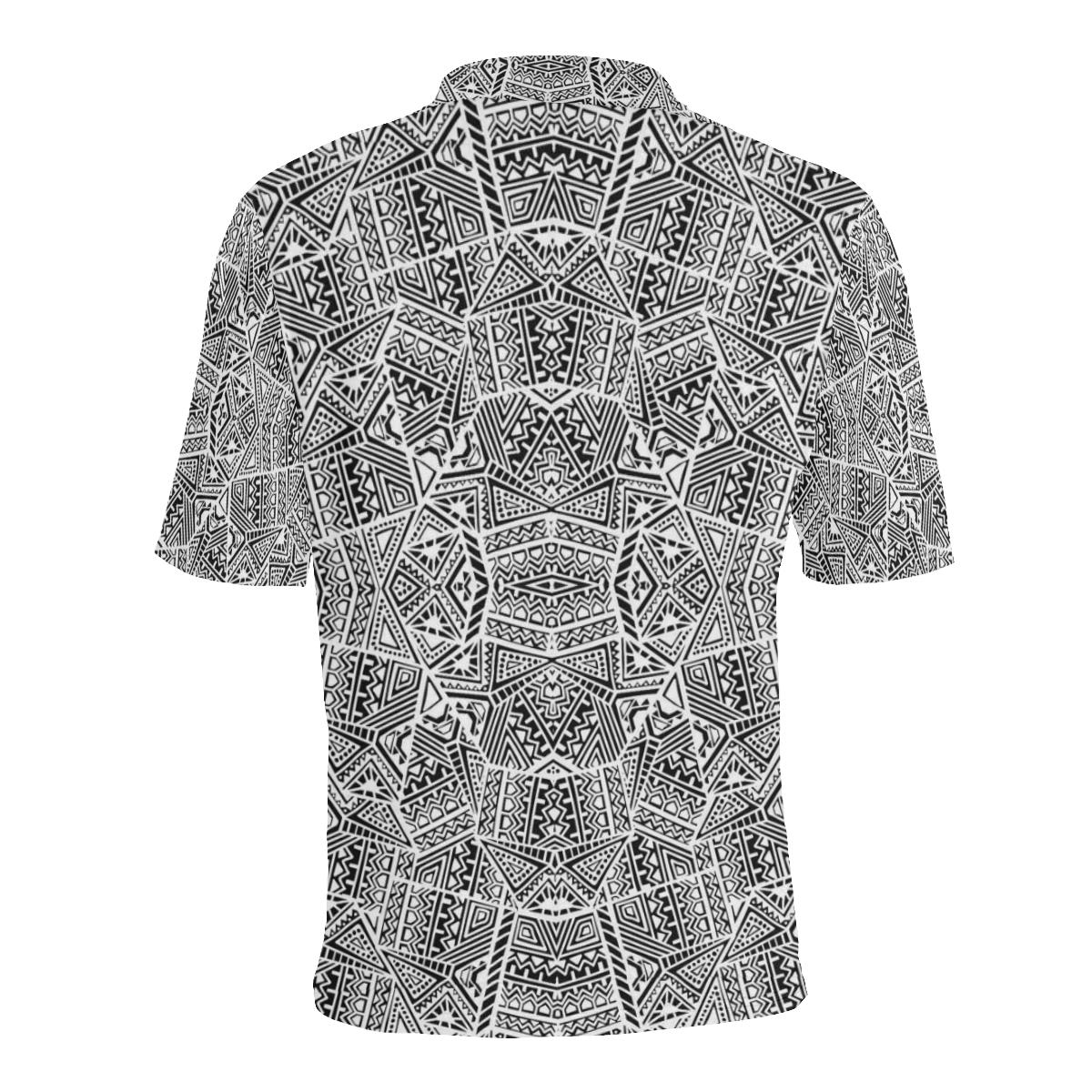 Polynesian Polo Shirt White and Black - Polynesian Pride