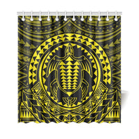 Hawaiian Kakau Honu Arc Yellow Polynesian Shower Curtain - Polynesian Pride