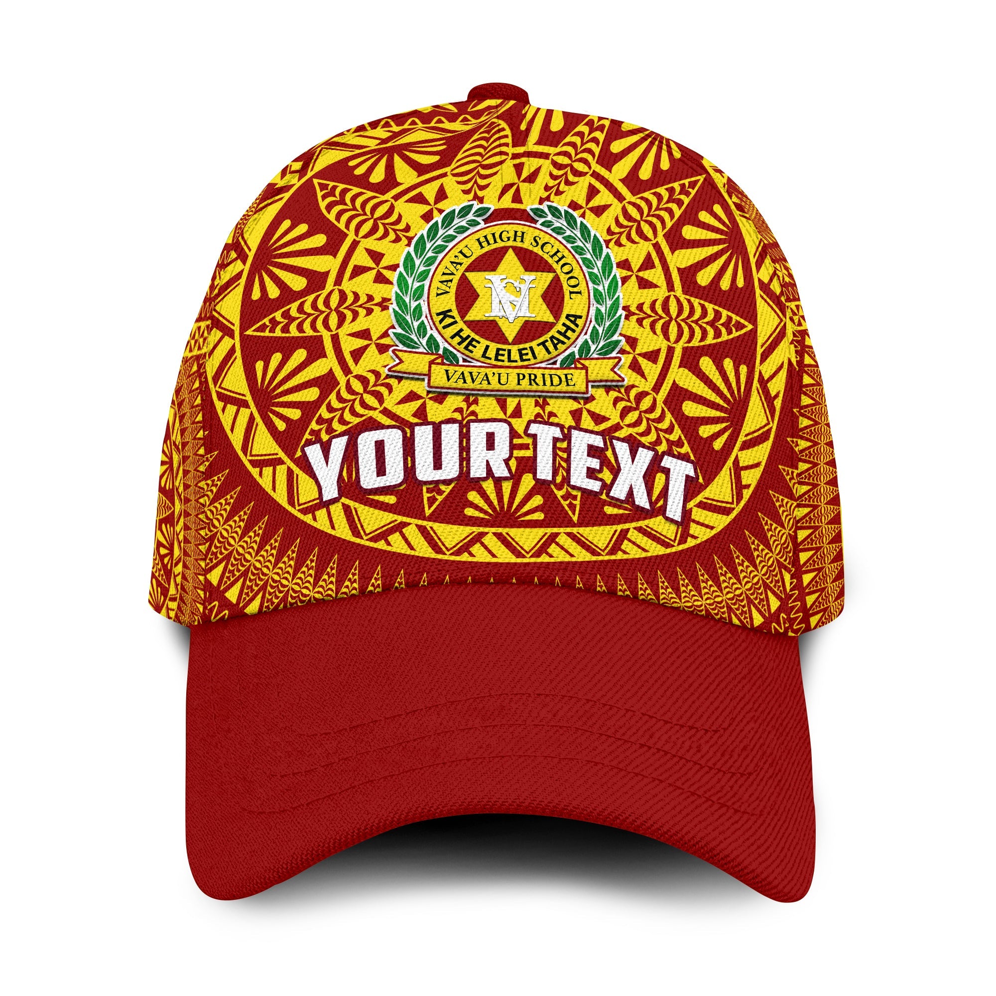 (Custom Personalised) Tonga Vavau High School Classic Cap Tongan Ngatu Pattern Ver.03 LT14 Classic Cap Universal Fit Red - Polynesian Pride