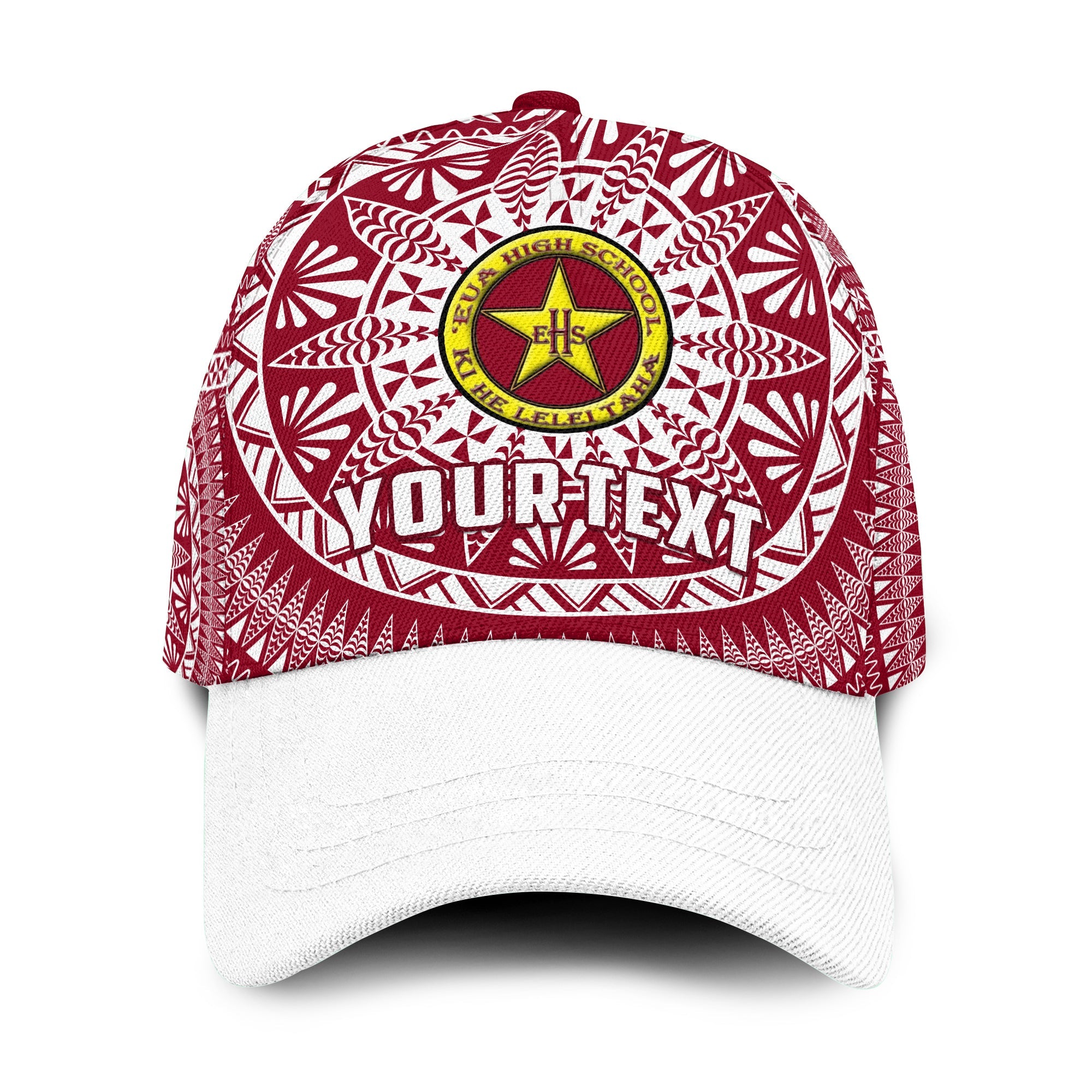 (Custom Personalised) Tonga Eua High School Classic Cap Tongan Ngatu Pattern Ver.03 LT14 Classic Cap Universal Fit Maroon - Polynesian Pride