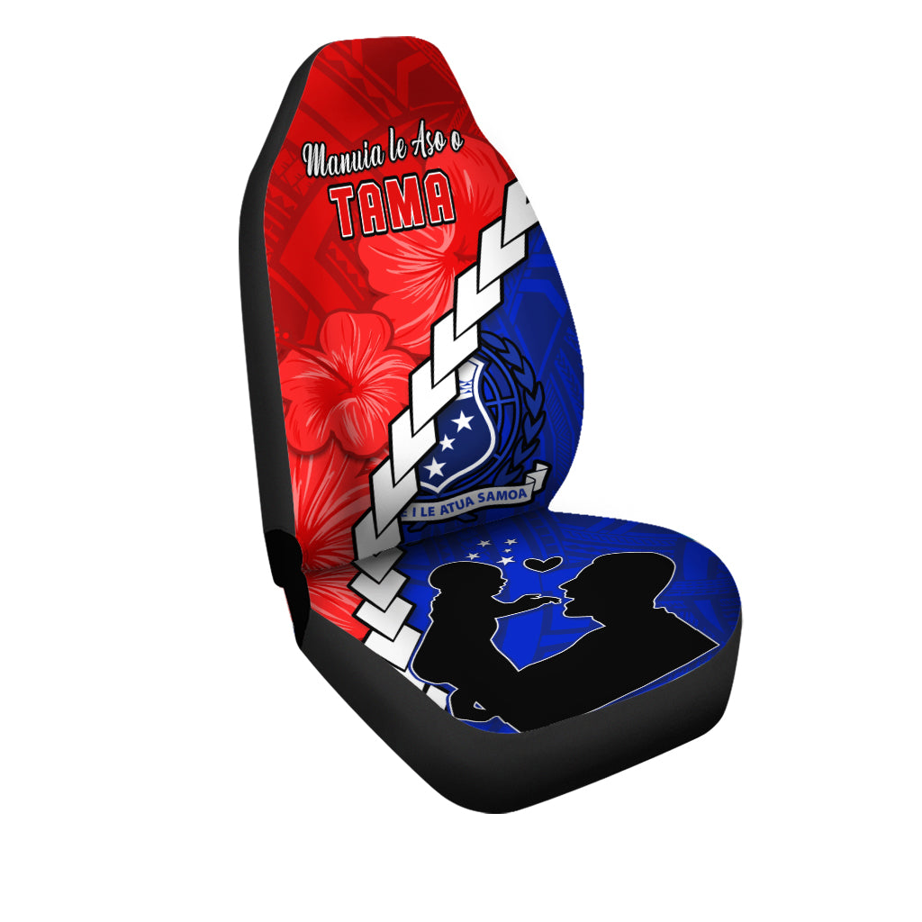 Happy Samoan Fathers Day Car Seat Covers Hibiscus Mix Polynesian Pattern LT14 - Polynesian Pride