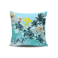 (Custom) Hawaii Pillow Cases - Blue Turtle Hibiscus Personal Signature - Polynesian Pride