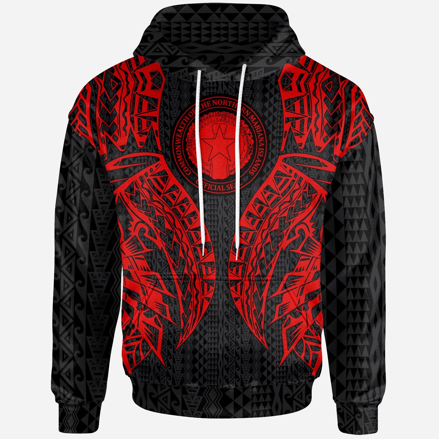 Northern Mariana Islands Hoodie Polynesian Lion Head Red Style Unisex Red - Polynesian Pride