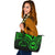 Northern Mariana Islands Leather Tote - Green Color Cross Style Black - Polynesian Pride