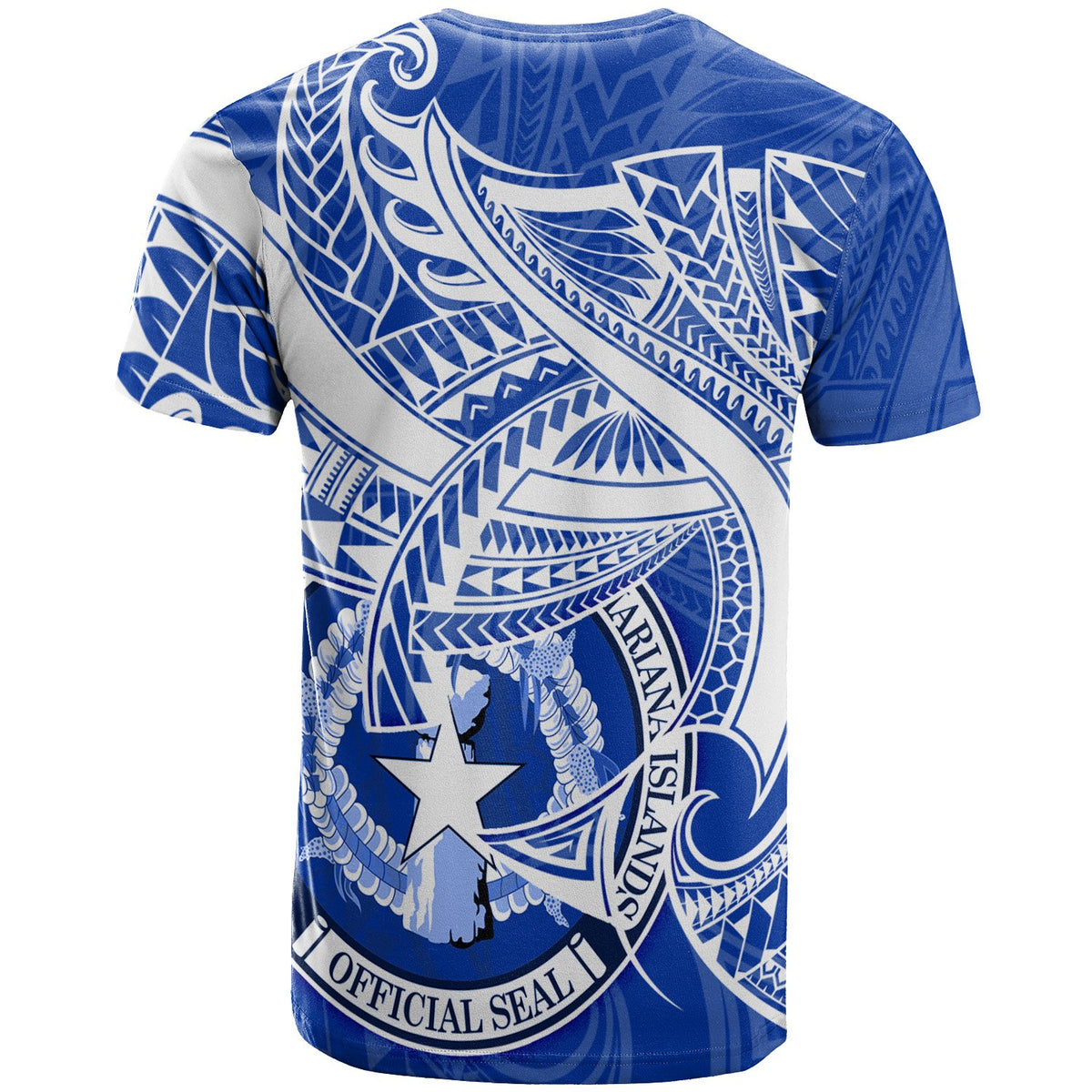 Northern Mariana Islands T Shirt Seal CNMI With Curve Patterns - Polynesian Pride