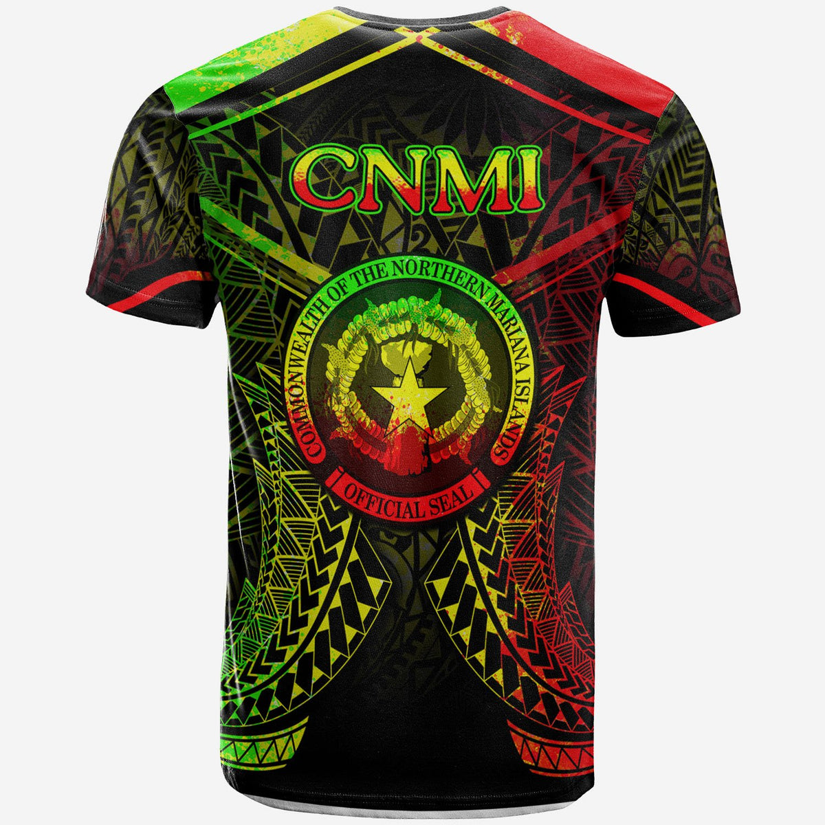 Northern Mariana Islands T Shirt Northern Mariana Islands Seal With Reggae Line Style - Polynesian Pride