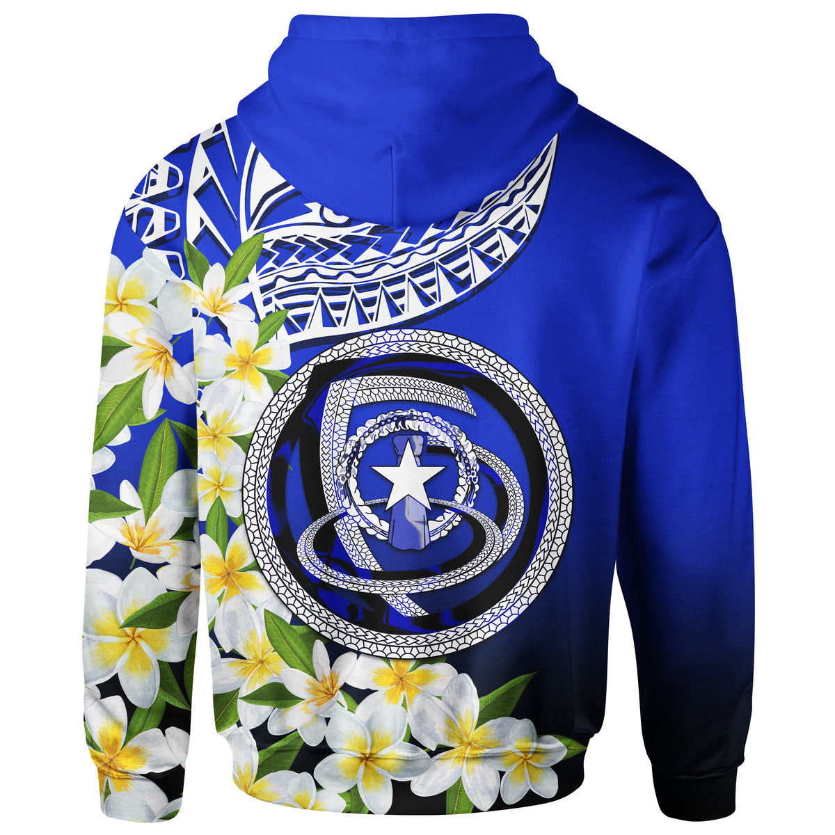 Northern Mariana Islands Hoodie Polynesian Plumeria Pattern - Polynesian Pride