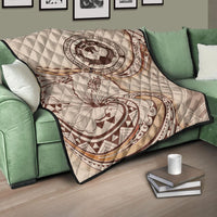 Northern Mariana Islands Premium Quilt - Hibiscus Flowers Vintage Style - Polynesian Pride