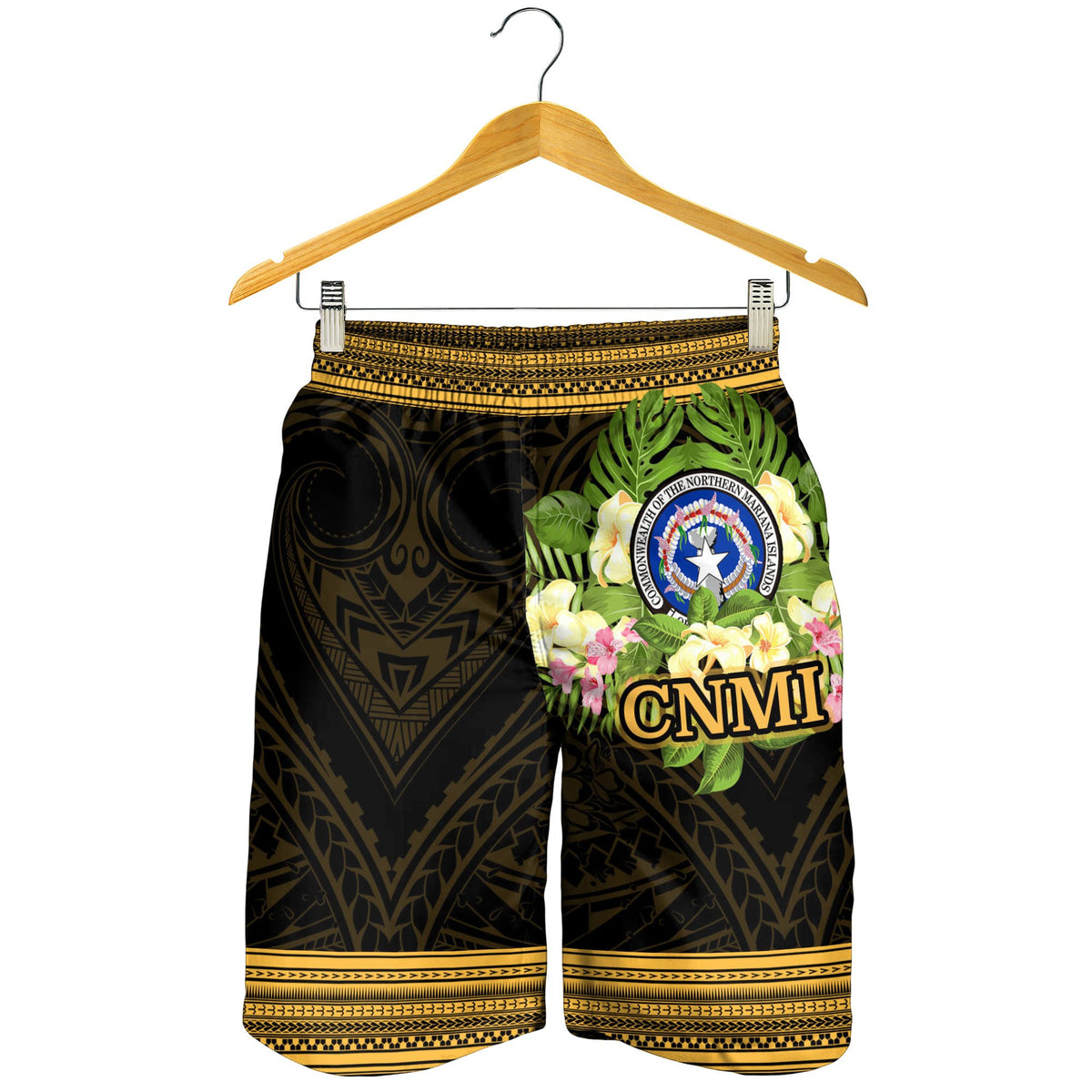 Northern Mariana Islands Men's Shorts - Polynesian Gold Patterns Collection - Polynesian Pride