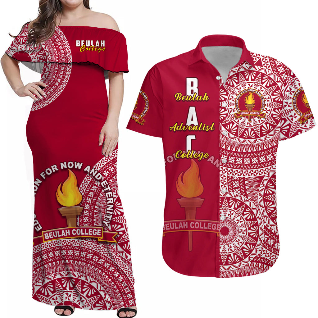Custom Tonga Polynesian Matching Hawaiian Shirt and Dress Beulah College with Ngatu Pattern LT14 Maroon - Polynesian Pride