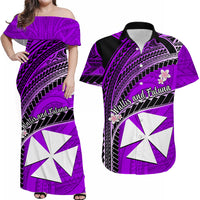 Custom Wallis And Futuna Matching Dress and Hawaiian Shirt Plumeria Flowers with Purple Polynesian Pattern LT14 Purple - Polynesian Pride