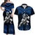 Custom Polynesian Couple Outfits Matching Dress and Hawaiian Shirt Hawaii Warrior with Weapon Polynesian Ver.06 LT14 Blue - Polynesian Pride