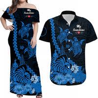 Custom New Caledonia Valentine Couple Matching Dress and Hawaiian Shirt My Sunshine Polynesia Turtle Blue LT14 Blue - Polynesian Pride